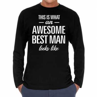 Awesome best man / getuige cadeau t shirt long sleeves heren