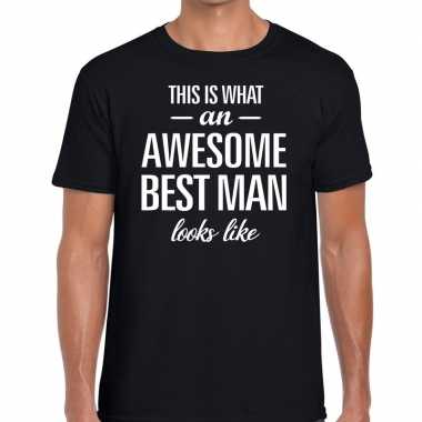 Awesome best man/getuige cadeau t shirt zwart heren