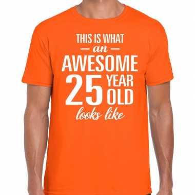 Awesome year / jaar cadeau t shirt oranje heren