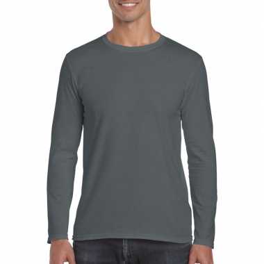 Basic heren t shirt antraciet lange mouwen