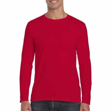 Basic heren t shirt rood lange mouwen