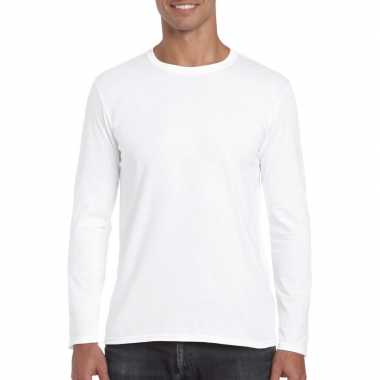 Basic heren t shirt wit lange mouwen