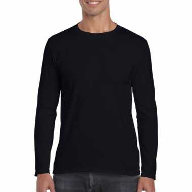 Basic heren t shirt zwart lange mouwen