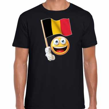 Belgie supporter / fan smiley t shirt zwart heren