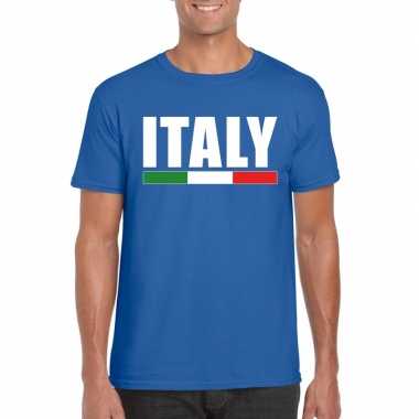 Blauw italie supporter t-shirt heren