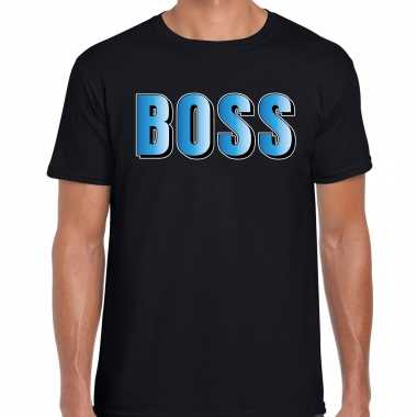 Boss t shirt zwart blauwe letters heren