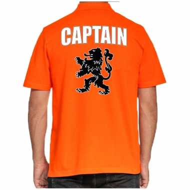 Captain holland supporter poloshirt oranje leeuw ek / wk heren