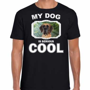 Deense dog honden t shirt my dog is serious cool zwart heren