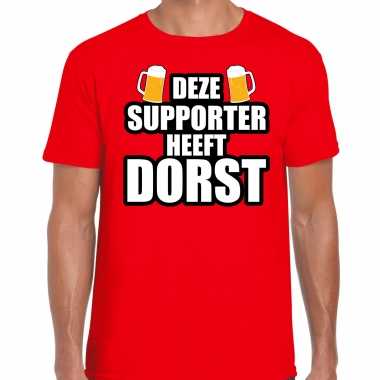 Deze supporter heeft dorst rood t shirt belgie supporter ek/ wk heren