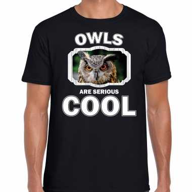 Dieren uil t shirt zwart heren owls are cool shirt