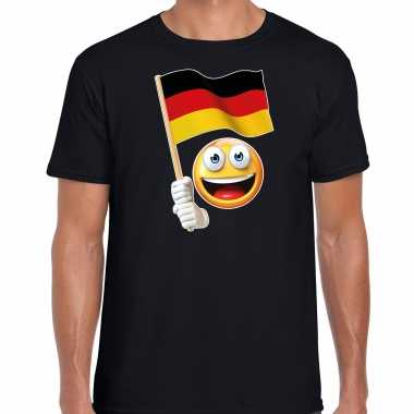 Duitsland supporter / fan smiley t shirt zwart heren