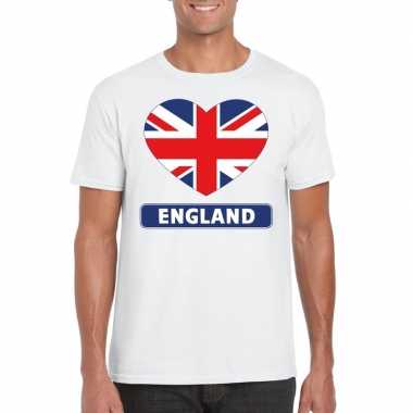 Engeland hart vlag t shirt wit heren