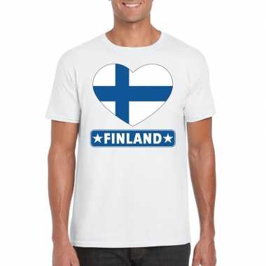 Finland hart vlag t shirt wit heren
