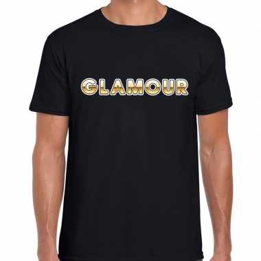 Fout glamour fun tekst t shirt zwart / goud heren