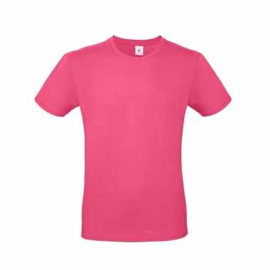 Fuchsia roze basic t shirt ronde hals heren katoen