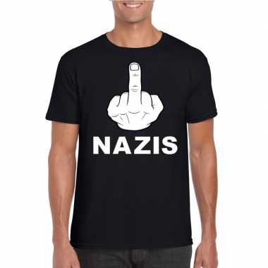 Fuck nazis t shirt zwart heren