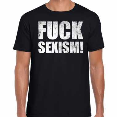 Fuck sexism protest t shirt zwart heren