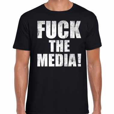 Fuck the media protest t shirt zwart heren