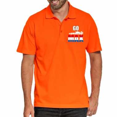 Go max coureur supporter / race fan poloshirt raceauto borst oranje heren