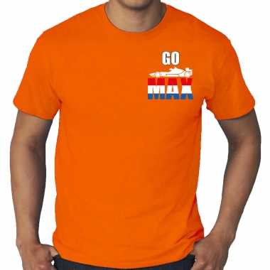 Grote maten go max coureur supporter / race fan t shirt raceauto borst oranje heren
