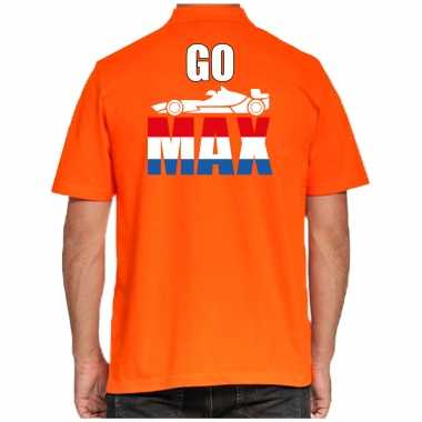 Grote maten go max raceauto coureur supporter / race fan poloshirt oranje heren