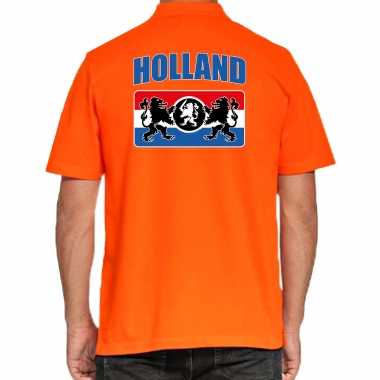 Grote maten oranje poloshirt holland / nederland supporter een nederlands wapen ek/ wk heren
