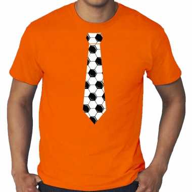 Grote maten oranje t shirt holland / nederland supporter voetbal stropdas ek/ wk heren