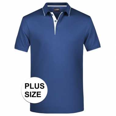 Grote maten polo shirt golf pro premium navy/wit heren