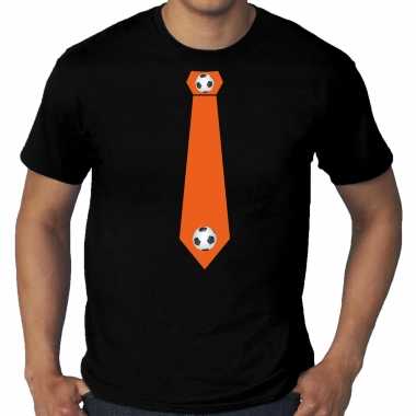 Grote maten zwart t shirt holland / nederland supporter oranje voetbal stropdas ek/ wk heren