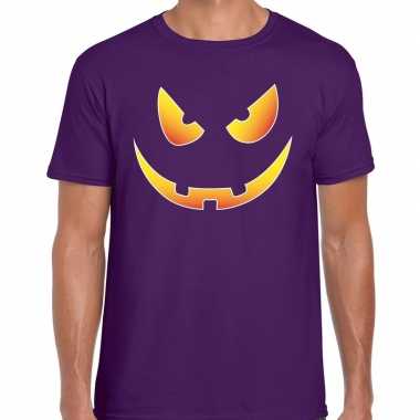 Halloween scary face verkleed t shirt paars heren