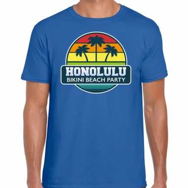 Honolulu zomer t shirt / shirt honolulu bikini beach party blauw heren