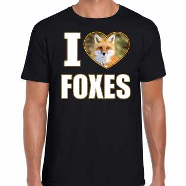 I love foxes t shirt dieren foto een vos zwart heren