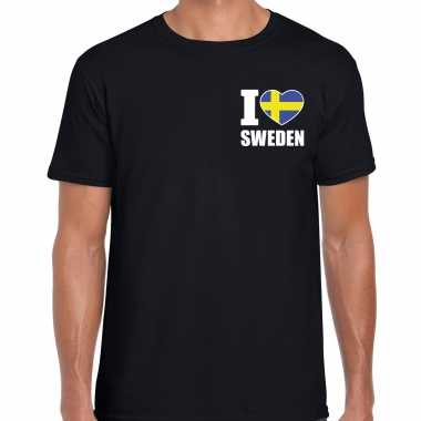 I love sweden t-shirt zweden zwart borst heren
