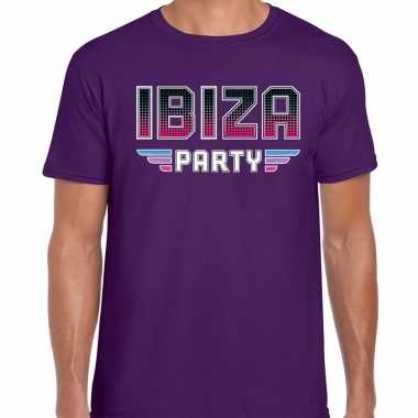 Ibiza party feest t shirt paars heren