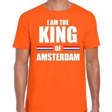Koningsdag t shirt i am the king of amsterdam oranje heren