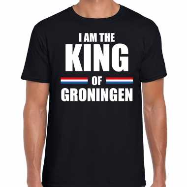 Koningsdag t shirt i am the king of groningen zwart heren