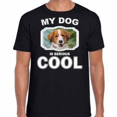 Kooiker honden t shirt my dog is serious cool zwart heren