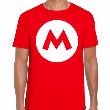 Mario loodgieter verkleed t shirt rood heren