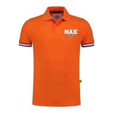 Max coureur supporter / race fan luxe poloshirt logo borst grams oranje heren