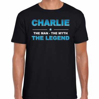 Naam cadeau t shirt charlie the legend zwart heren