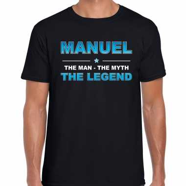 Naam cadeau t shirt manuel the legend zwart heren