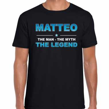 Naam cadeau t shirt matteo the legend zwart heren