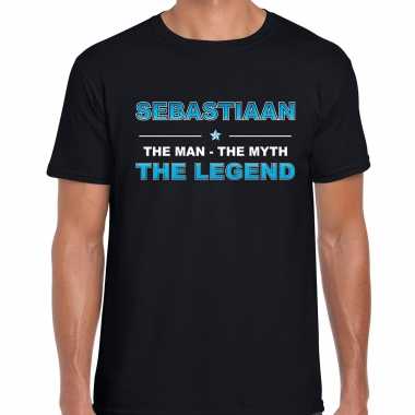 Naam cadeau t shirt sebastiaan the legend zwart heren