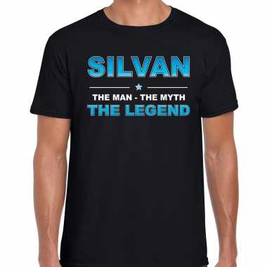 Naam cadeau t shirt silvan the legend zwart heren