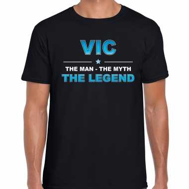 Naam cadeau t shirt vic the legend zwart heren
