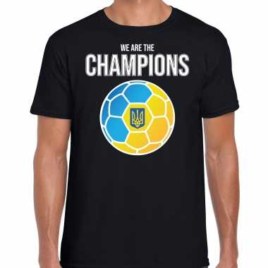 Oekraine ek/ wk supporter t shirt we are the champions oekrainse voetbal zwart heren
