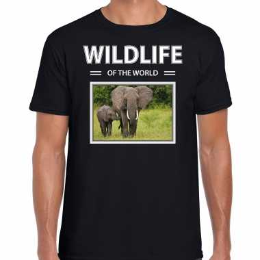 Olifant t shirt dieren foto wildlife of the world zwart heren