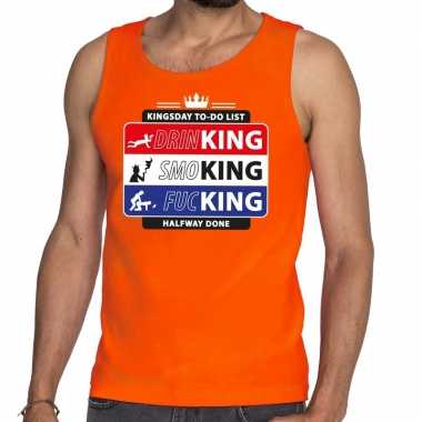 Oranje kingsday to do list tanktop / mouwloos shirt heren