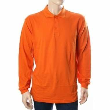 Oranje polo t-shirt lange mouw