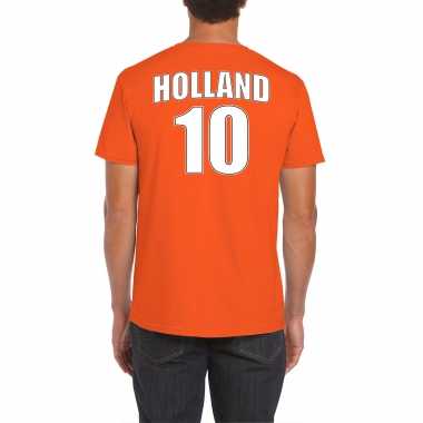 Oranje supporter t shirt rugnummer holland / nederland fan shirt heren